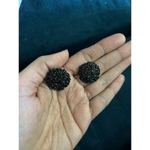 Large Big Black Earring round stud retro statement bold chunky Pierced Pageant